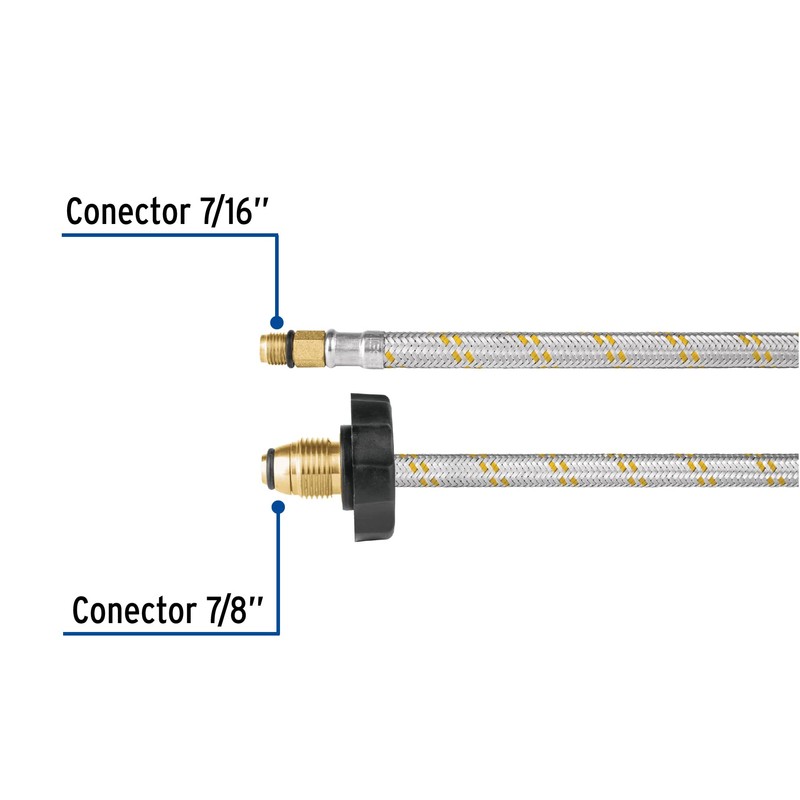Foset FPIG-55X, Manguera flexible Pigtail, trenzado de acero inoxidable