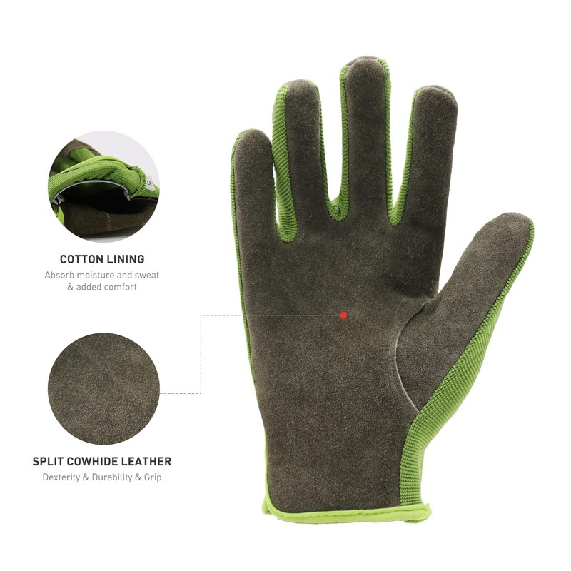 HANDLANDY Leather Gardening Gloves, Utility Work Gloves for Drivers, Mechanics