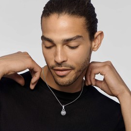 GoldChic Men's Pendant Necklace Stainless Steel / 18 K Gold-Plated / Black Football/Basketball/Rugby Ball/Baseball Pendant 3D Design Ball Sports Jewellery Gift with 51 cm / 55 cm Chain for Men Women,