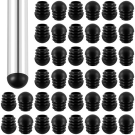 HINZIC 40Pcs 19mm Round Plastic Plug, 3/4 Inch Tubing Post End Caps Black Furniture Feet Inserts for Metal Table Chair Legs