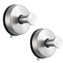 YUET 2 Pcs Suction Hooks, Vacuum Suction Cup Hook, Metal Towel Coat Hooks Robe Hook SUS 304 Stainless Steel Heavy Duty Door Hanger Clothes Closet Sponges Holder for Bathroom (Silver)