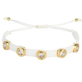 KELITCH Crystal Nail Miyukyi Beads Wax Rope Bracelets Friendship Bracelets for Women New Summer Charm Bracelets (White C)