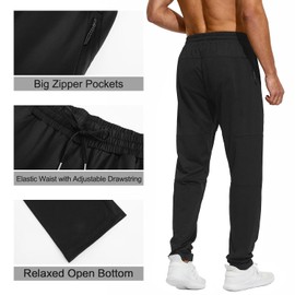 HODOSPORTS 32"/34"/36"/38"/40" Inseam Tall Mens Sweatpants Zipper Pocket Extra Tall Joggers Workout Pants Black-34-XL