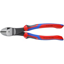 KNIPEX 74 22 200 Comfort Grip High Leverage Angled Diagonal Cutter, 8-Inch, Angled, Comfort Grip