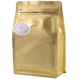 DMPACKDM Coffee Bags with Valve (8 oz,1/2 lb,50pcs) Gold High Barrier Aluminumed Foil Flat Bottom Heat Sealed Coffee Beans Packaging Bags Side Zipper Resealable Bags for Home or Business