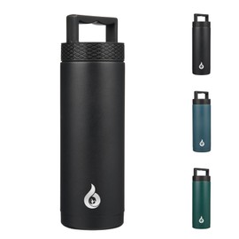 BJPKPK Insulated Water Bottles, Dishwasher Safe 18 oz Water Bottle with Handle, Leakproof BPA Free Thermal Flasks, Stainless Steel Jug for Sports, Black