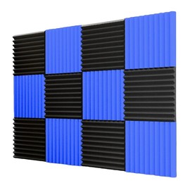 12/24/48 Pack Acoustic Panels 1 X 12 X 12 Inches - Sound Proof Foam Panels for Walls, High Desnsity Studio Soundproofing Wedges - Fire Resistant & Noise Absorbing for Studio, Office, Home:_24PCS Black+24PCS Blue