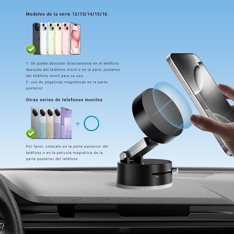 Soporte Magnético para Celular, Soporte Giratorio Retráctil Ajustable para Teléfono