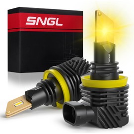 SNGL H11/H8/H16 LED Fog Light Bulbs or DRL, 3000K Amber Yellow, 13000LM Per Set, 500% Brightness, Fanless, for Fog Light or Powersport, Pack of 2