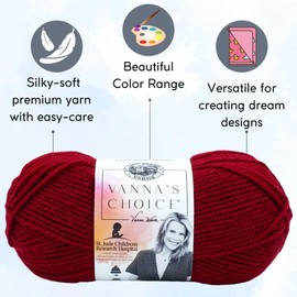 Lion Brand Vanna's Choice Cranberry 860-180 (6-Skeins - Same Dye Lot) Worsted Medium #4 Acrylic Yarn for Crocheting and Knitting with Project Bag