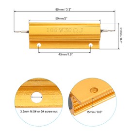 PATIKIL 100W 30 Ohm Aluminum Shell Resistor, 8 Pack Aluminum Housing Resistor Housed Case Wirewound Resistors Screw Tap Power Resistor 5% Tolerance, Golden