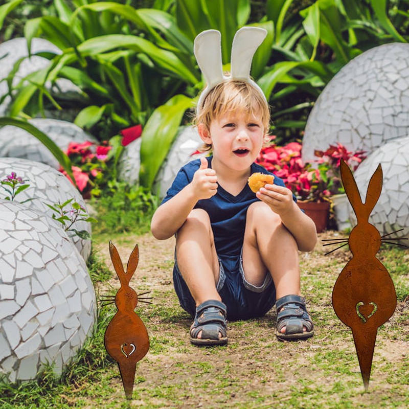 Easter Iron Bunny Adornments Easter Crafts Decorations for Lawn Garden
