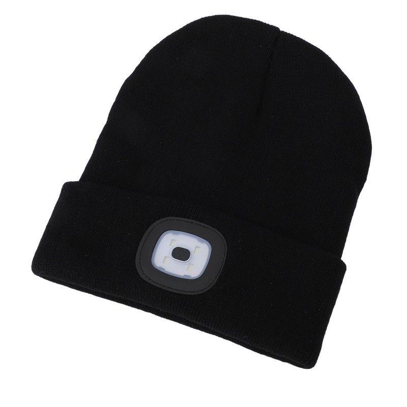LED Beanie Hat Adjustable Brightness USB Rechargeable Soft Warm Knitted