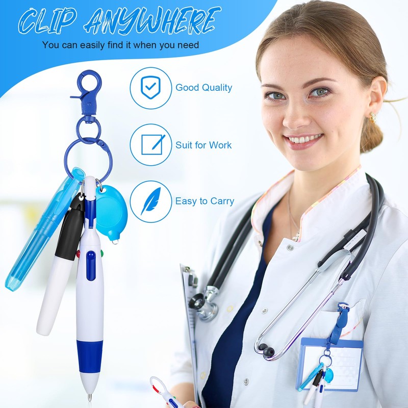 60 Pcs Mini Pens for Nurses Pen Badge Clip with