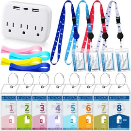 Oudain Carnival Cruise Essentials Cruise Accessories Must Haves Include 8 Waterproof Cruise Luggage Tags Holder 4 Cruise Lanyards for Ship Cards 4 Pack Towel Bands and Power Strip(Bright Sailing)