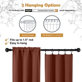 Aiyufeng Terracotta Short 36 Inches Blackout Curtain 2 Panels Set, Half Window Rod Pocket Privacy Curtain Tiers for Kitchen, Curtains Blackout for Bathroom Shades, W40 x L36 Inch, Terracotta