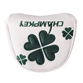 Odyssey 2 Ball Tailor Made Spider Putter Cover Mallet Headcover Putter Cover Clover White Green Round (White)