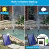 POPOSOAP Solar Fountain Pump with 3600mAh Battery Backup, 8W Solar