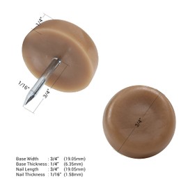 25 Pack Rok Hardware 3/4″ (19mm) Standard Nail On Furniture Glides in Brown Color, Flat Head, Chair Foot Glides, SLG34BRN