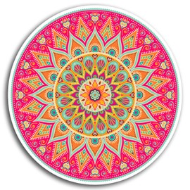 2 x 10cm Mandala Boho Pink Vinyl Stickers - Sticker Laptop Luggage #19356 (10cm Wide)