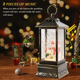 Musical Christmas Snow Globe,10 inch USB Powered and Battery Operated Christmas Lantern for Kids,Christmas Snow Lantern with Glitter,Christmas Home Decoration Gift (Snowman)