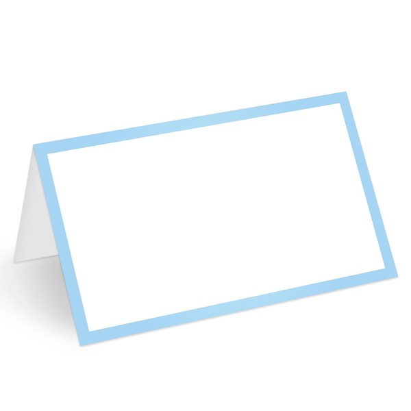 25 Pcs Dusty Blue Border Place Cards, Blank Tent Name