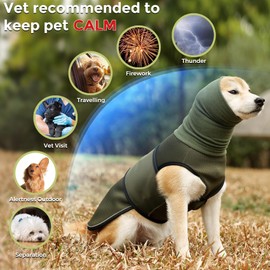 Dotoner Dog Coat for Anxiety Relief, Calming Vests for Dogs and Cats with Earmuffs, Soft Hoodie, Reduces Noise, Calming Vest with Reflective Strips, Calming Aid