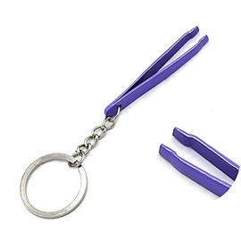 DDP Purple Color Coated Eyebrow Tweezers Key Chain Stainless Steel Keychain
