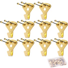 DFsucces Wall Hanging Hooks with Nails, Safe Load 66.1 lbs (30 kg), Rust Resistant, Works with Plasterboard, Wood Walls, Hanging Hardware for Frame Display, Multi-functional Hooks, Set of 10