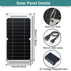 Aocoray Mini 5V 6W USB Solar Panel, Portable 5 Volt 6 Watt High Efficiency Monocrystalline Solar Panel Charger with 55inch Cable for Cellphone Camera Fan Camping Lantern etc.