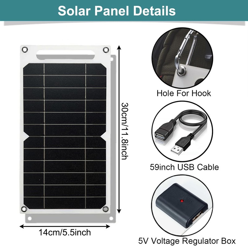Aocoray Mini 5V 6W USB Solar Panel, Portable 5 Volt