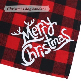 STMK 2 Pack Christmas Plaid Dog Bandanas, Merry Christmas Holiday Plaid Dog Bandanas for Large Medium Dog Christmas Costume Decorations (Red & Green, Merry Christmas)