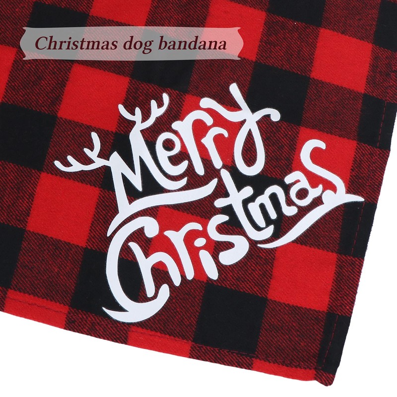STMK 2 Pack Christmas Plaid Dog Bandanas, Merry Christmas Holiday