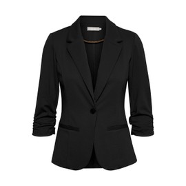 fransa FRZablazer Women's Blazer Short Blazer Jacket with Stretch Ruffled Sleeves with Pockets, Black (60096), XXL