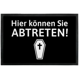 Doormat "Hier können Sie abtreten!" - for indoor and outdoor use - non-slip, extra thin & absorbent - door mat - entrance area decoration - gift for undertakers and friends, 50 x 75 cm