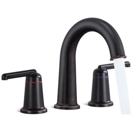 Kruzoo Oil Rubbed Bronze Bathroom Faucets, Bronze Roman Faucets 3 Hole with Pop Up Drain, 8 Inch Widespread Sink Faucet Two Handle, Faucet for Bathroom Sink Vanity RV Farmhouse