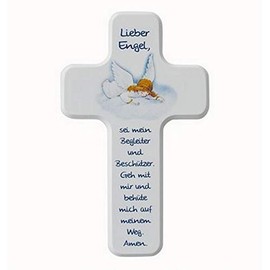 MaMeMi Holzkreuz Kinder-Kreuz Lieber Engel 18 x 11 cm