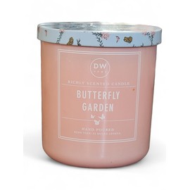 Generic Richly Scented Candle, Hand Poured, Scented Butterfly Garden Candle, Pink Jar, Tin Lid, Single Wick