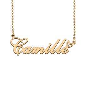 18K Gold Plated Name Necklace Camille for Women Heart Pendant Jewelry Gifts