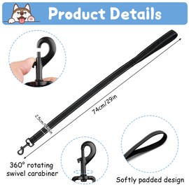 Short Dog Lead with Padded Handle, Short Guide (74 cm Length, 2.5 cm Width) for Training Lead, Reflective Nylon Recall Lead for Large, Medium and Small Dogs, Black