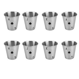 MyGiftHub 8 pcs 2oz Stainless Steel Shot Cups Spade Playing Card Fun Wine Cup for Bachelor Birthday Engagement Parties