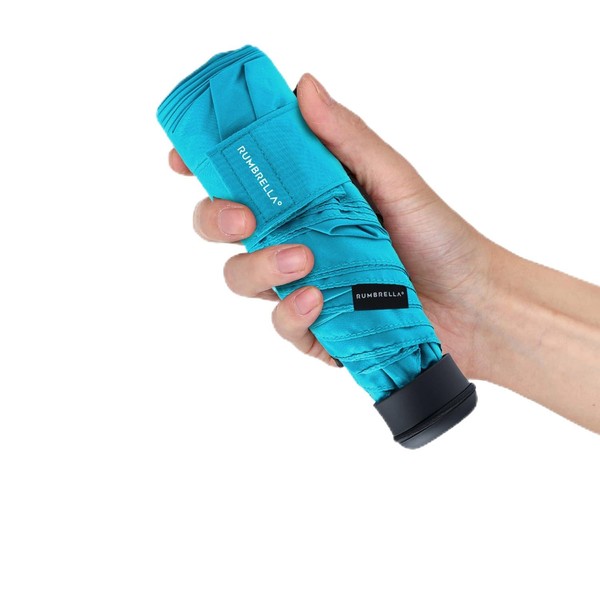 RUMBRELLA - Mini paraguas pequeño UV UPF 50+ impermeable de secado rápido, azul aguamarina