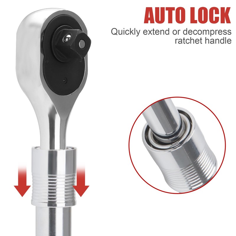 kboisha 3/4-Inch Drive Extendable Ratchet Handle, Reversible Quick Release Telsecoping