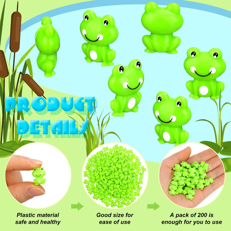 Seenelling 200 Pack Mini Frog Figurines Mini Animals Figures to