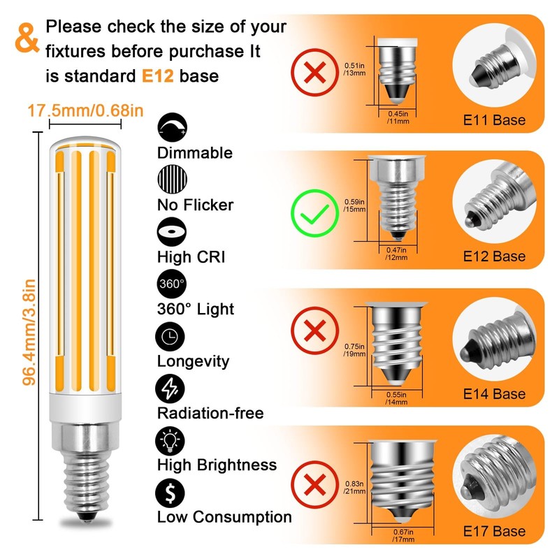 TZHILAN 15W E12 LED Corn Bulb, Dimmable E12 LED Bulbs