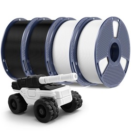 PETG Filament 1.75mm - 4kg(8.8lbs) SUNLU PETG 3D Printer Filament, Reusable Spool Compatible with Bambulab Refill Filament, 1.75mm Dimensional Accuracy +/- 0.02mm, Blck+Black+White+White Bundle