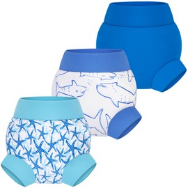 BIG ELEPHANT Baby Swim Nappies 3 Pack Reusable Adjustable Washable Waterproof Swim Nappy for Boys Girls 3T