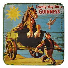 signs-unique Guinness Horse & Cart cork backed drinks mat/coaster (sg)