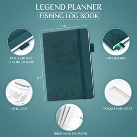 Legend Fishing Log Book – Fisherman Journal Notebook to Record Catches & Trip Info – Fishing Essentials, Equipment & Gifts for Men (Deep Sea Debossed)