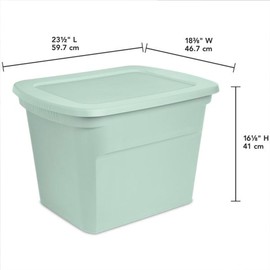 Sterilite 8 Pack Tote, Plastic Stackable Storage Bin Container with Lid, 18 Gallon, Mindful Mint